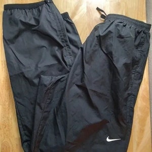 M 90s Nike Black Track Sweatpants Nylon Cotton Pants Medium Military Baggy  Trendy Streetwear Tech Rave Goth Gorp Granola Hiking Wind Pants 