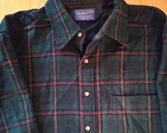 Camisa Vintage Pendleton de franela y lana con botones