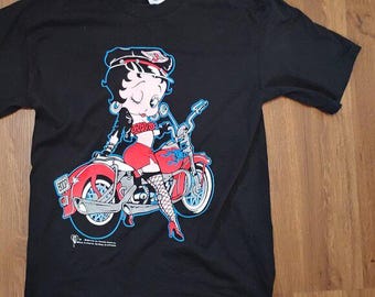 Vintage 90s Betty Boop Biker Harley T-shirt - Etsy Israel