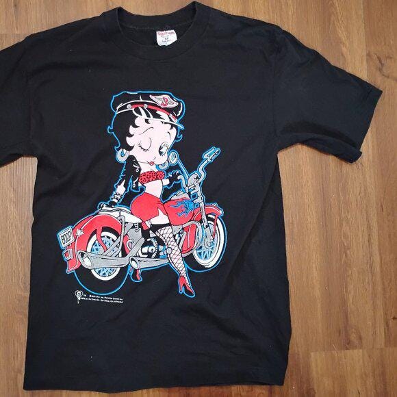 Vintage 90s Betty Boop Biker Harley T-shirt - Etsy