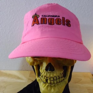 RARE Vintage American Needle California Angels Snap Back Hat Nylon Neon Pink