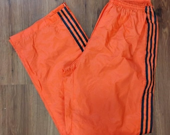 Vintage Adidas 3 Stripe Wind Pants Full Zip Orange