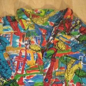 Vintage Jams World Duke Ellington Saxophone Trumpet Pattern Hawaiian Shirt
