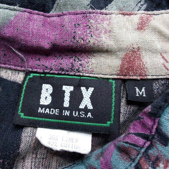 Vintage BTX Abstract Geometric Pattern Button Shi… - image 3