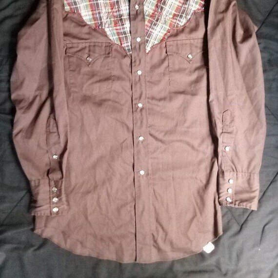 Vintage H Bar C Embroidered Plaid Western Pearl Snap Shirt View 3