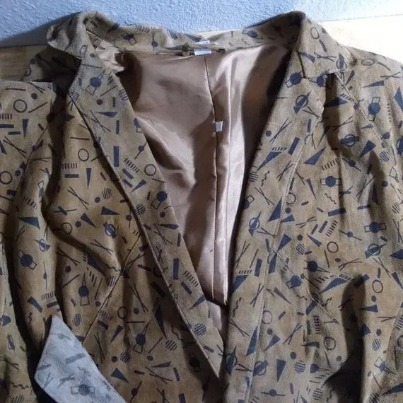 Vintage 80s Geometric Pattern Leather Jacket