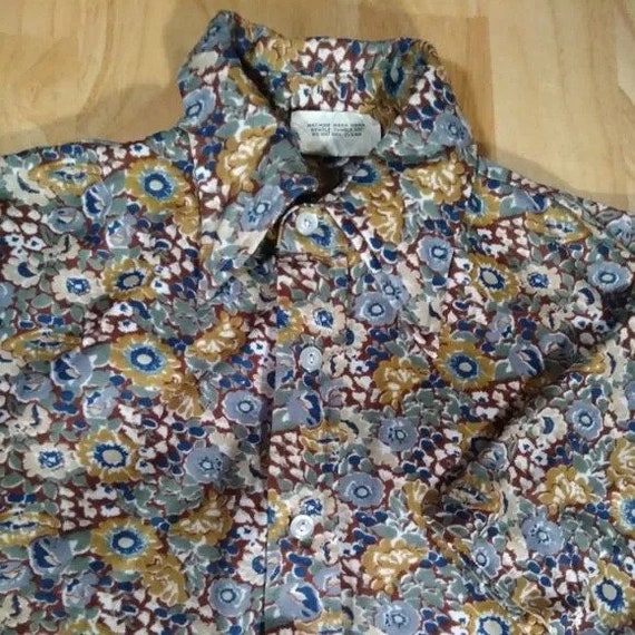 Vintage Claybrooke Floral Pattern Short Sleeve Po… - image 1