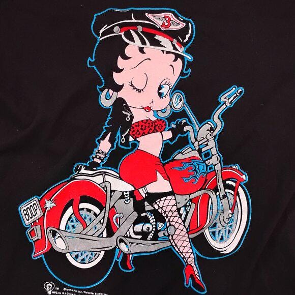 Vintage 90s Betty Boop Biker Harley T-shirt - Etsy