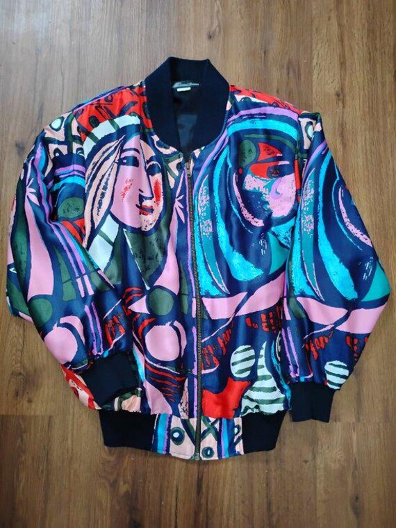Vintage Ocean Accents Picasso AOP Satin Bomber Jacket - Etsy