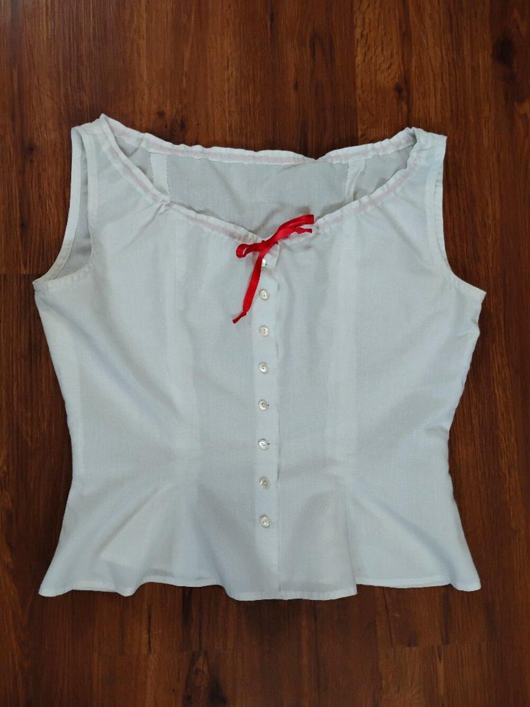 Vintage Cinch Collar Red Ribbon Buttons Blouse Crop Top Sleeveless - Etsy