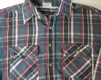 Vintage Five Brother Flannel Shirt Red Button up Made in USA Sz