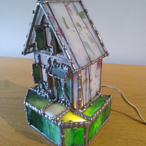 vintage Art Glass Cottage Cabin Night Light Storage Container Box OOAK