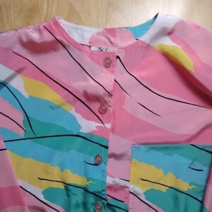 Vintage Malia Abstract Brush Stroke Button Shirt Blouse