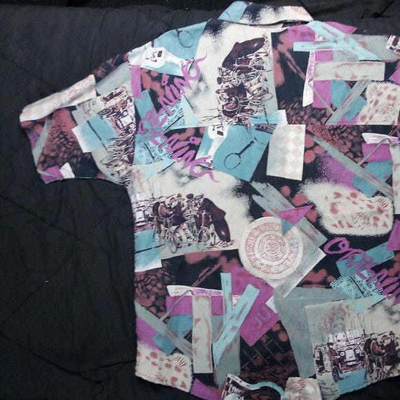 Vintage BTX Abstract Geometric Pattern Button Shi… - image 5