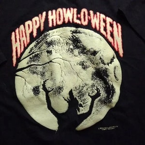 Deadstock Vintage Happy Howl-O-Ween Werewolf T-Shirt Glow In The Dark