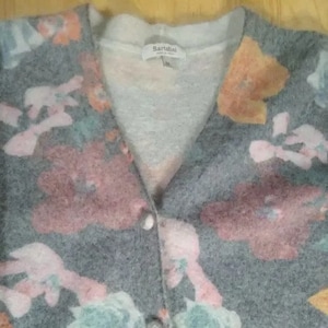 Vintage Bartolini Floral Pattern Mohair Alpaca Wool Cardigan Sweater