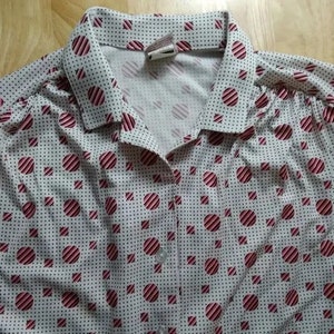 Vintage 70s Graff Geometric Dots Circles Pattern Disco Shirt