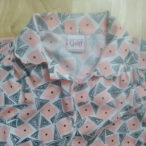 Vintage 70s Graff Californiawear Triangles Pattern Polyester Disco Shirt