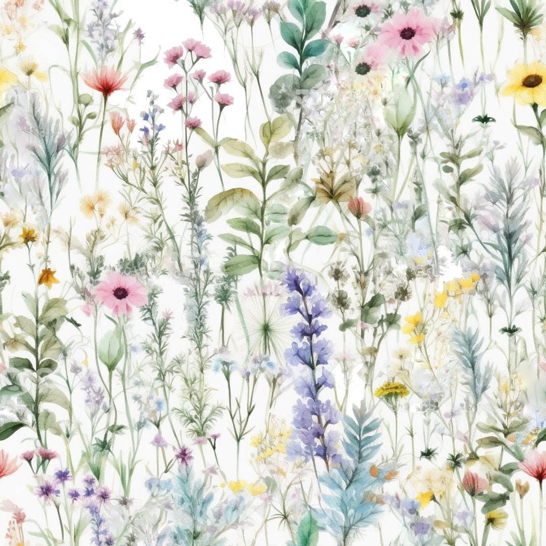 Purple Watercolor Wildflower Garden Pattern, Png, Sublimate Download ...