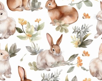 Cute brown bunny Pattern, Png, Sublimate Download, Digital Paper, Printable, Background, Wallpapers Pattern Png