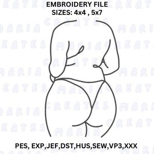 Embroidery design woman body outline | curvy | minimalist | body positivity | line art | feminist |  Pes dst sew jef exp XXX DST VP3 HUS