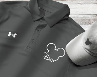 Polo bordado de Mickey y papá – Polo bordado de Disney para hombre de Under Armour - Colección Disney para papá, regalo Disney para papá, regalo para el Día del Padre