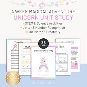 Unicorn Unit Study, Preschool Curriculum, Morning Basket Homeschool Resources, Homeschooling Montessori Kindergarten Curriculum