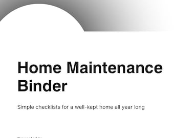 Home Maintenance Binder Printable PDF | Homeowner Checklist | Monthly & Seasonal Home Care Planner