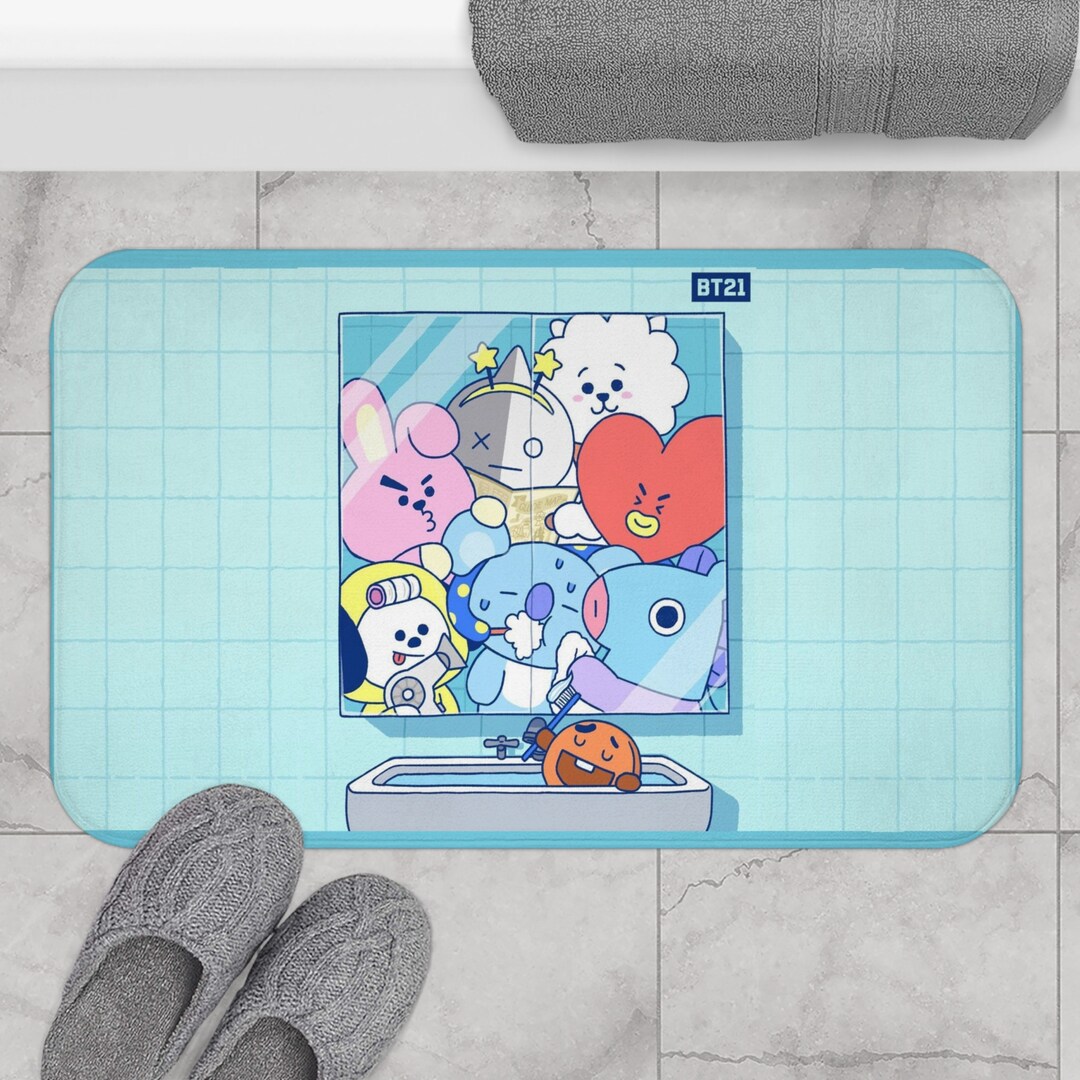 BTS Bt21 Inspired Bath Mat Perfect BTS Bathroom Accessory Etsy