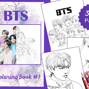 Libro para colorear de BTS n.° 1: ¡Más de 30 páginas! Colorea BTS, libros para colorear de BTS, libro para colorear digital de dibujos animados de BTS, libro para colorear BT21