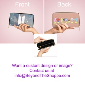 Logotipo de BTS y billetera BT21: diseño hecho por fans, productos personalizados de BTS, bolsos de BTS, bolso de BTS21, productos de BTS, productos de K-pop, BTS Army