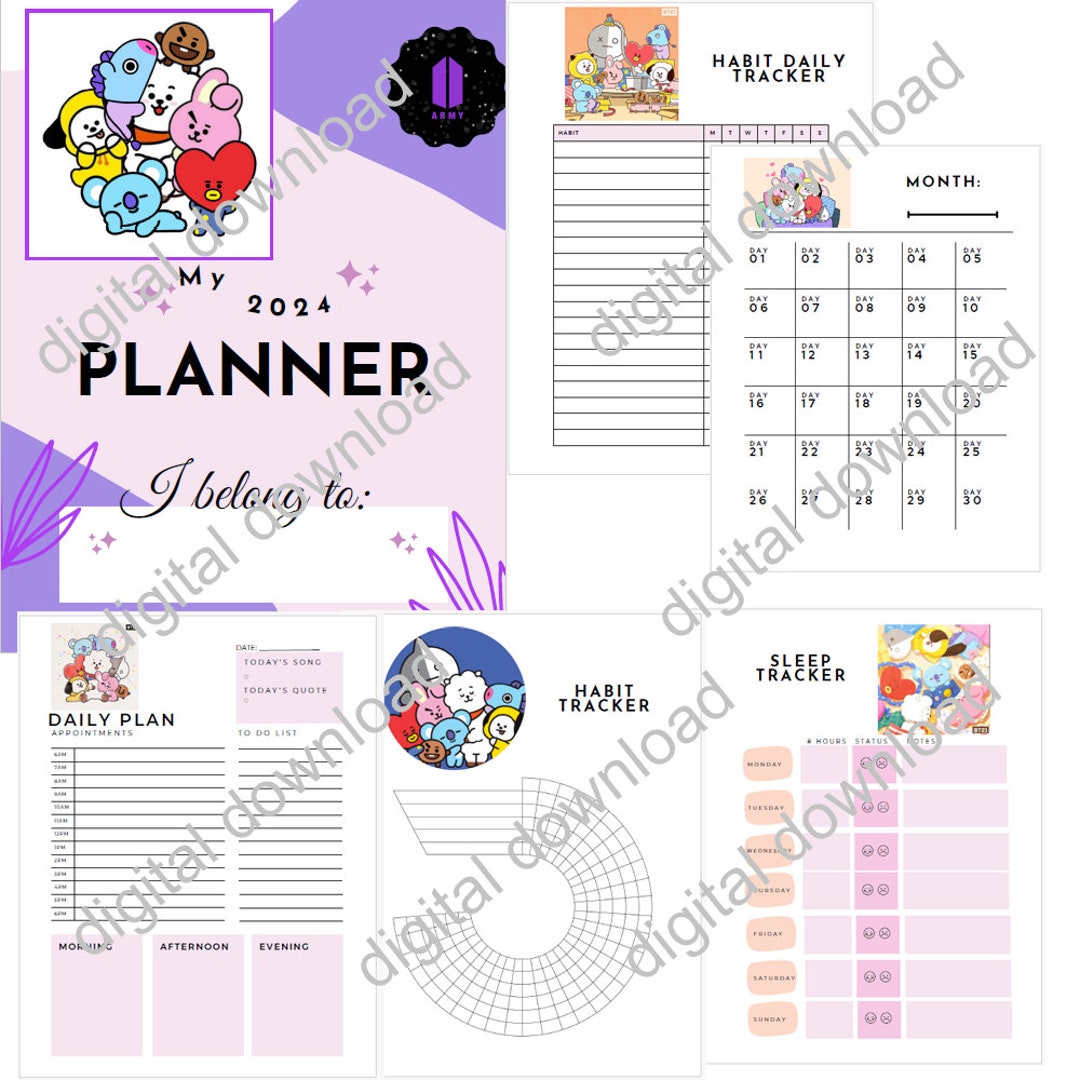 BT21 2024 Planner BTS BT21 Digital 2024 Journal 53 Printable Pages ...
