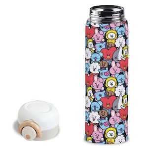 Vaso con patrón BTS BT21 - Taza de viaje de acero inoxidable de 540 ml/18 oz - Taza aislada - Taza térmica - Vaso de bebida - Vaso de café