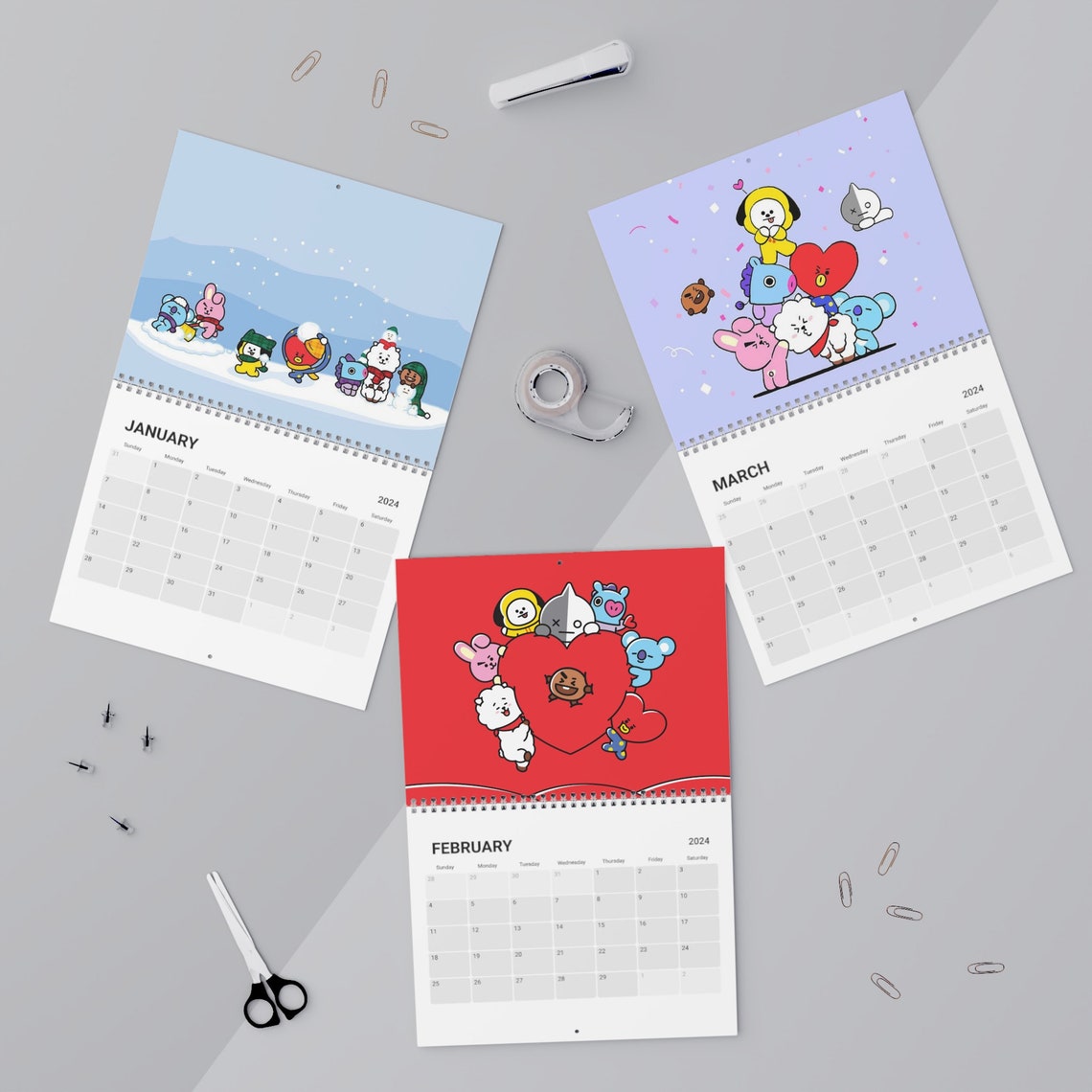 BTS BT21 2024 Calendar BTS 2024 Wall Calendar Bts Fan Gift Etsy Australia