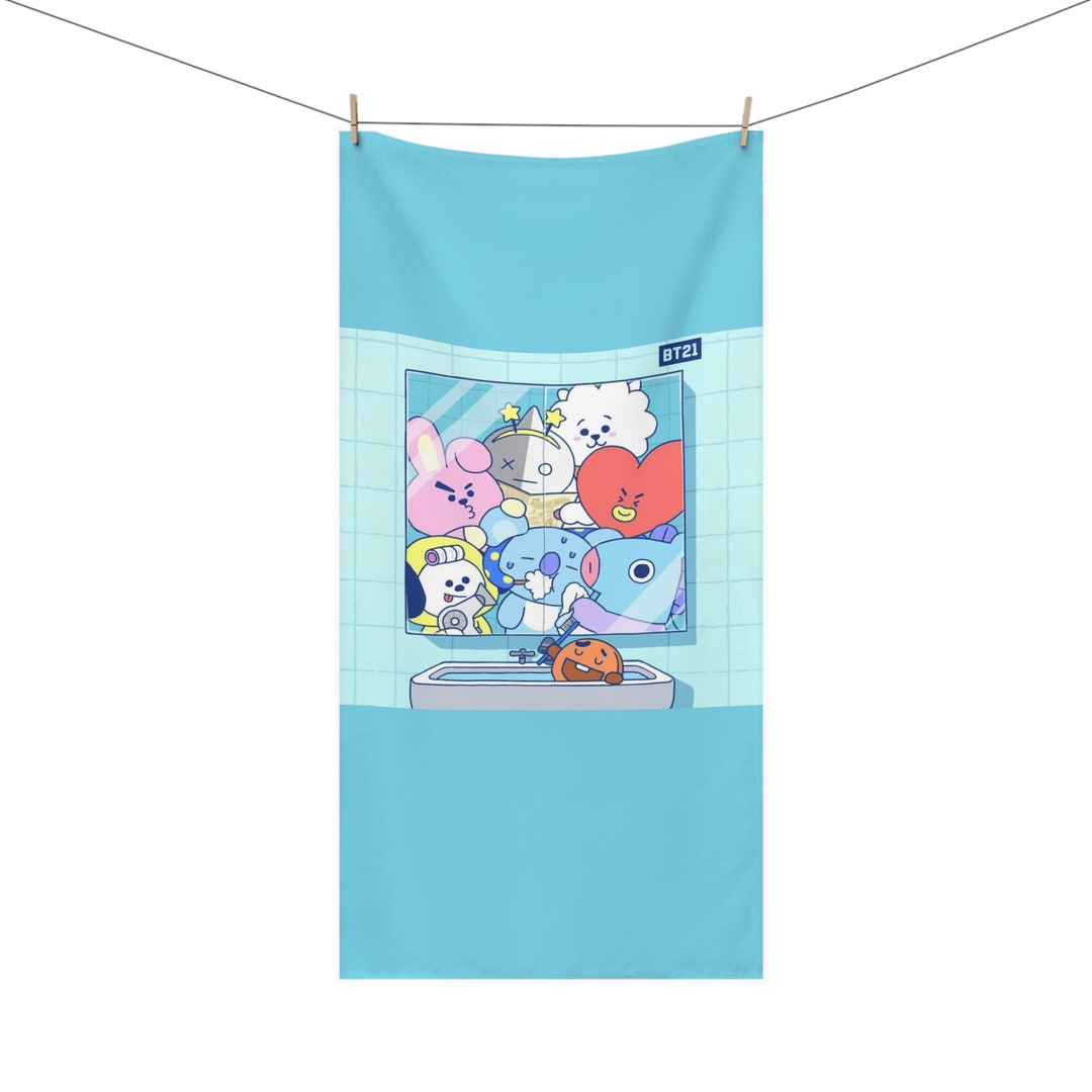 BTS BT21 Inspired Minkcotton Bath Towel Oversized. Great Bathroom