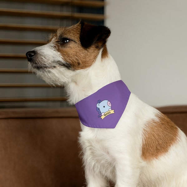 BTS BT21 Mang inspired Pet Bandana Collar - Custom Dog Bandana with Plastic Buckle - Gift For a Pet Lover
