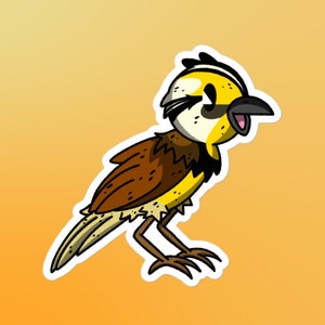 Dibujos animados Western Meadowlark vinilo troquelado pegatina / pájaro amarillo pájaro pegatina / dibujos animados Meadowlark ilustración / pájaros portátil pegatina
