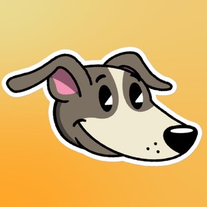 Etiqueta engomada troquelada de vinilo de Whippet de dibujos animados / ilustraciones de perros lindos / regalo para los amantes de Whippet / computadora portátil, caja del teléfono, planificador, botella de agua y calcomanía del coche
