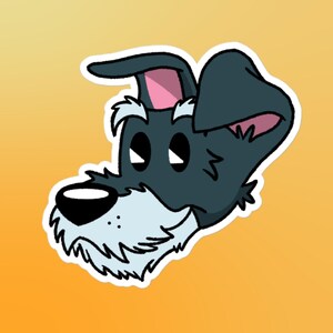 Dibujos animados Schnauzer vinilo troquelado pegatina / linda obra de arte Schnauzer / regalo para los amantes de los perros / computadora portátil, planificador, teléfono, botella de agua y etiqueta del coche