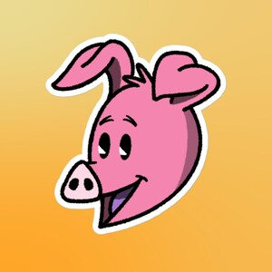 Etiqueta engomada troquelada de vinilo de cerdo de dibujos animados / Obra de arte de cerdo lindo / Regalo para los amantes de los cerdos / Computadora portátil, Botella de agua, Caja del teléfono, Calcomanía de planificador y coche / Arte de cerdo