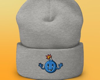 Geborduurde cartoon blauwe bom geboeid muts