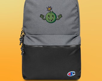 Embroidered Cartoon Sour Apple Bomb Champion Backpack