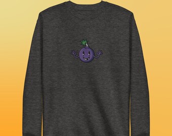 Embroidered Cartoon Grape Bomb Unisex Premium Sweatshirt