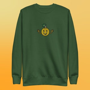 Embroidered Cartoon Lemon Bomb Unisex Premium Sweatshirt