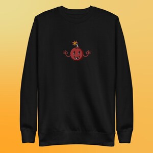 Embroidered Cartoon Cherry Bomb Unisex Premium Sweatshirt