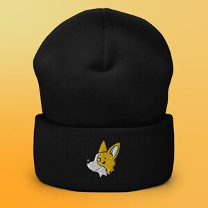 Gorro bordado con dibujos animados de perro Corgi con puños