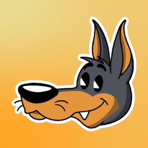 Dibujos animados Doberman vinilo troquelado pegatina / lindo perro ilustraciones / regalo para amantes de los perros / computadora portátil, caja del teléfono, planificador, botella de agua y etiqueta del coche