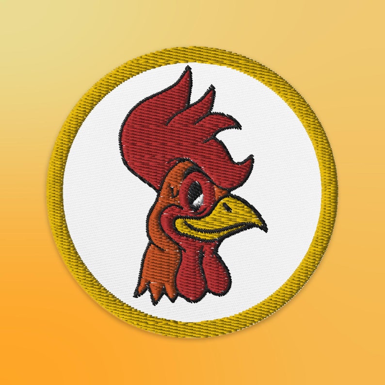 3" Cartoon Rooster Embroidered Iron on Patch | Chicken Sew on Patch ...