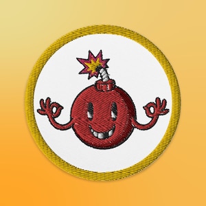 3&quot; dibujos animados bomba pacífica bordado hierro en parche - rojo / bomba de cereza coser parche / chaqueta, sombrero y parche de ropa / obra de arte Lowbrow
