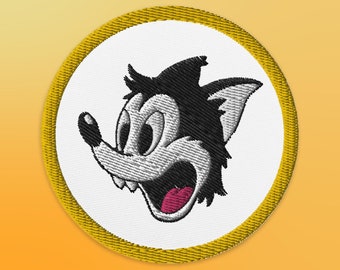 3 "Cartoon Black Wolf gestickt Bügelbild | Happy Dog Sew On Patch | Wilderness Wolf Patch | Lowbrow Aufnäher für Jacke, Hut & Kleidung